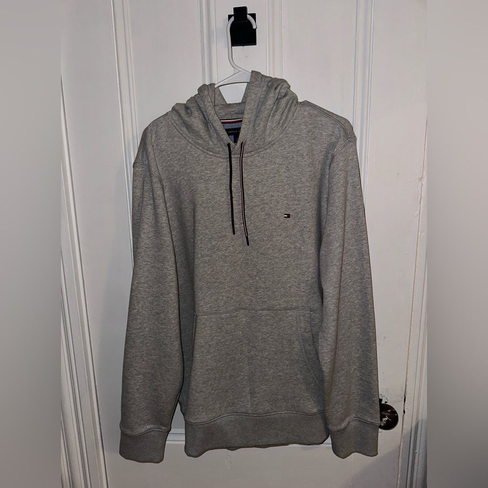 Tommy Hilfiger Men's Plain Hoodie Sweatshirt - Gray - Large - New